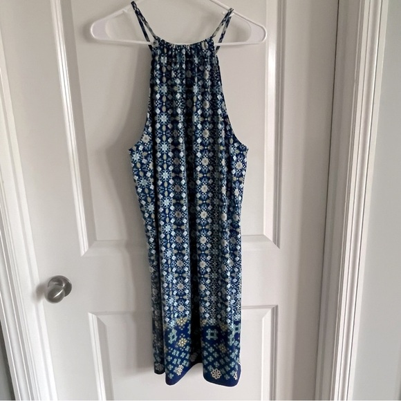 Max studio halter top dress. Navy blue with flower pattern. Women’s size small - Picture 1 of 9